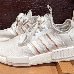 Adidas NMD R1 Womens Running Shoes Size 7 White Copper Athletic Sneakers FW6434